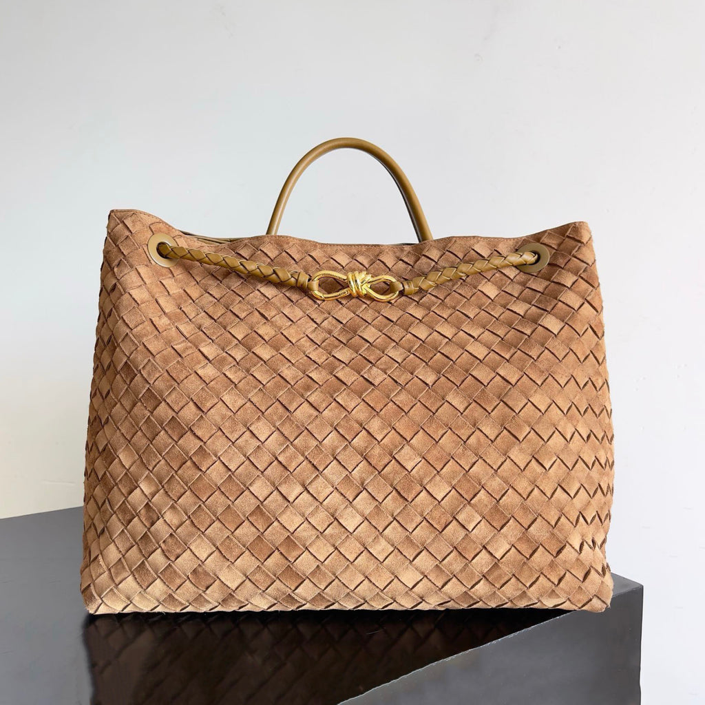 Bottega Veneta Large Andiamo Women's Woven Solid Color Magnetic Clasp Closure Sheepskin Tote Bag Bags #76912