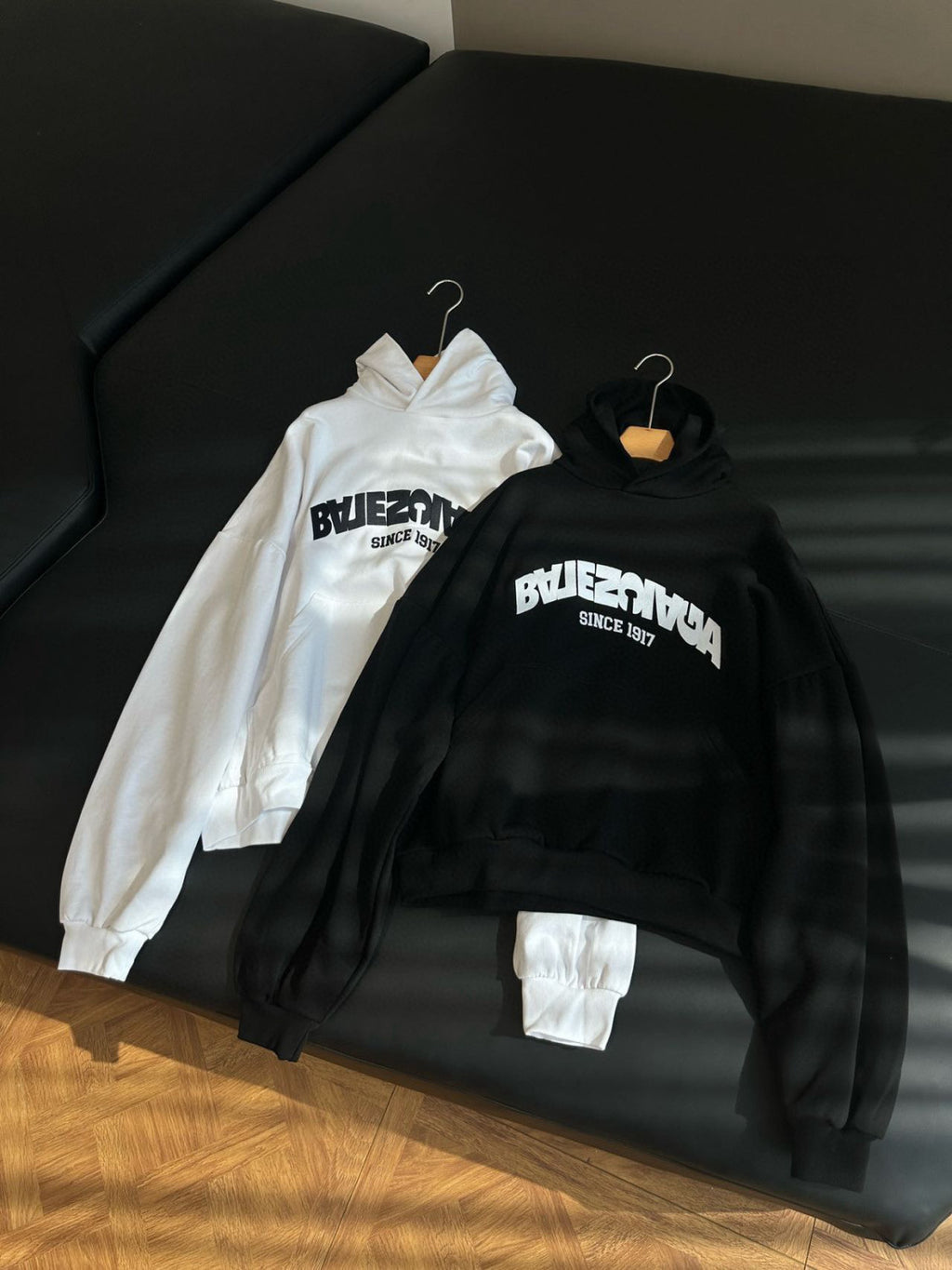 Balenciaga Men's Autumn and Winter Textured Letter Cotton Loose Fit Hooded Sweatshirt Pullover #97358