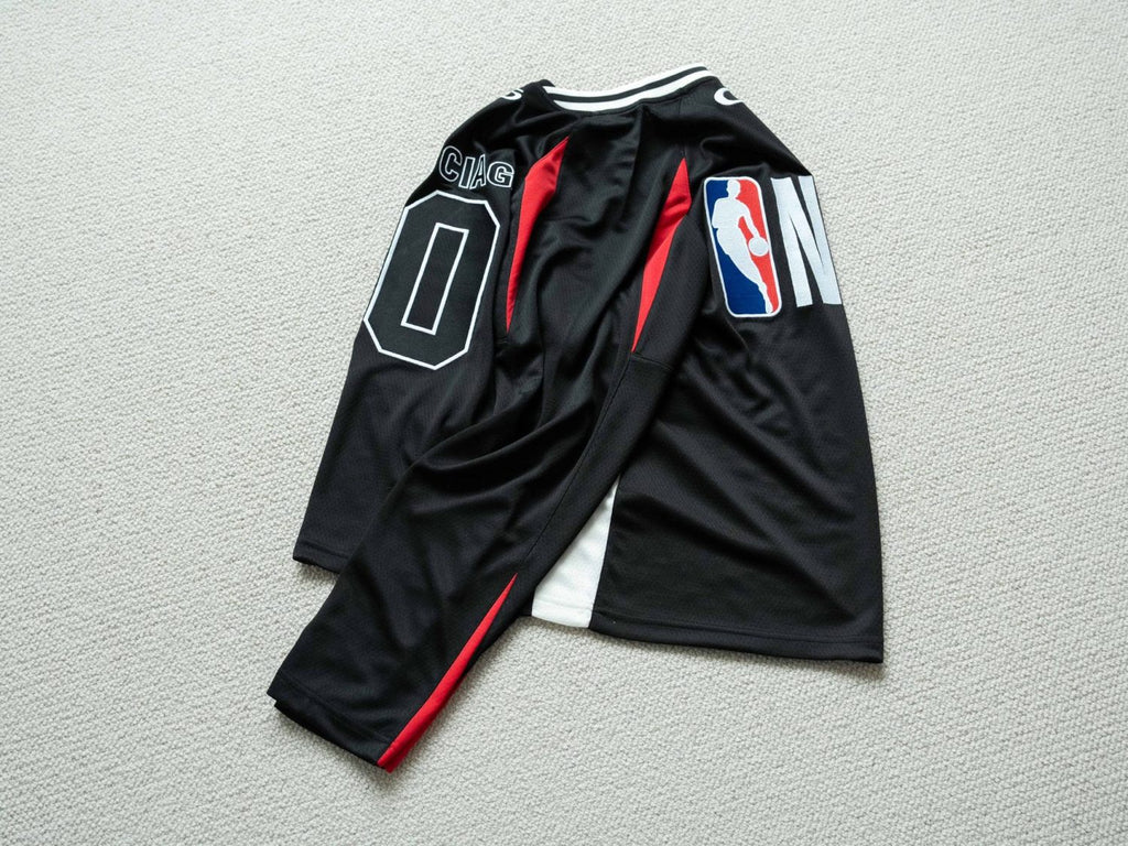 Balenciaga Men's Balenciaga NBA Collaboration Oversized Long Sleeve T-shirt in Black Multicolor #377156