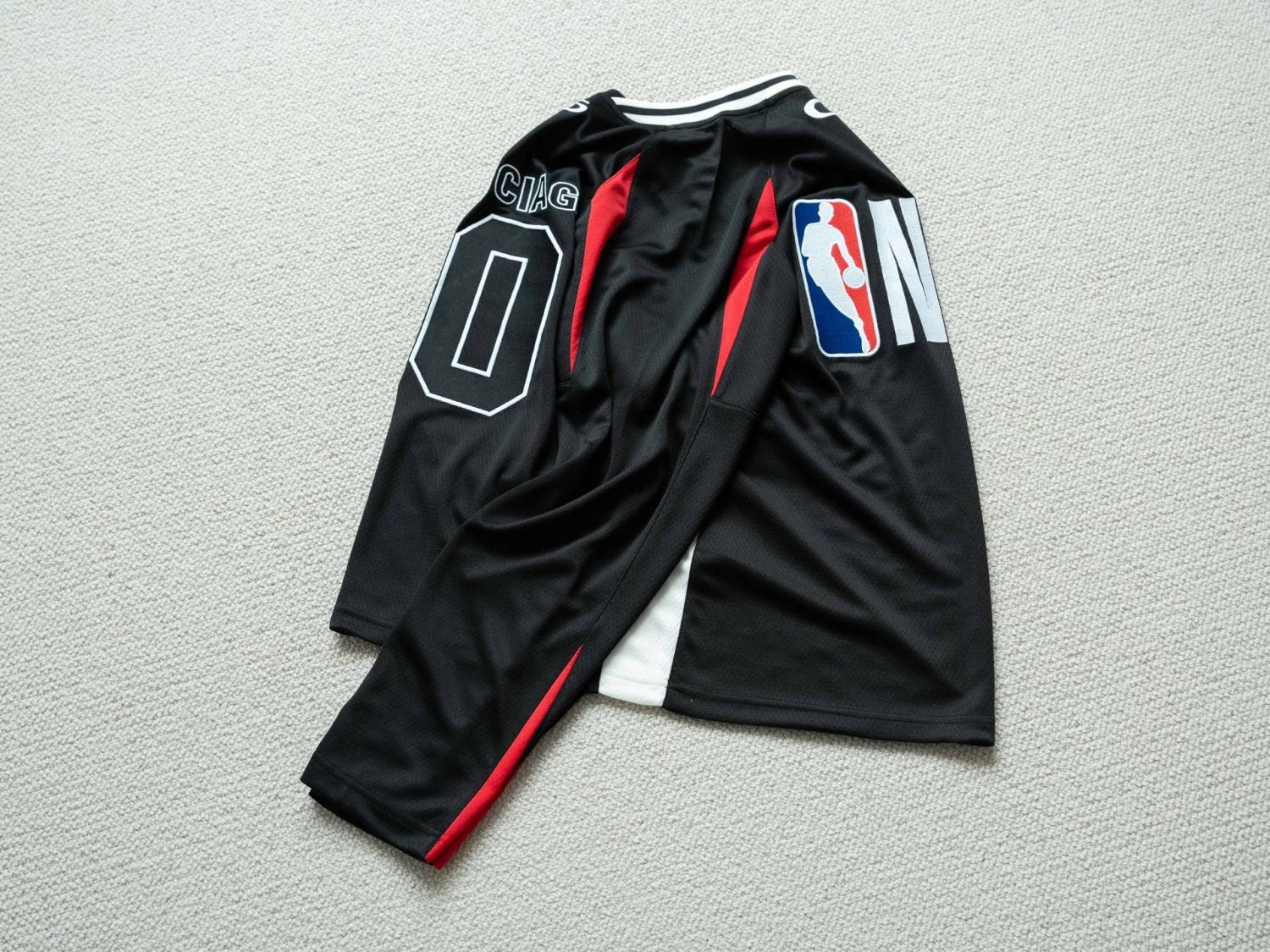 Balenciaga Men's Balenciaga NBA Collaboration Oversized Long Sleeve T-shirt in Black Multicolor #377156