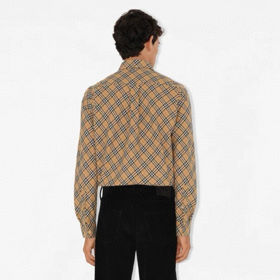 Burberry Men's Spring/Autumn Fashion Casual Loose Checkered Pattern Single Breasted Button Down Collar Long Sleeved Shirt #78318