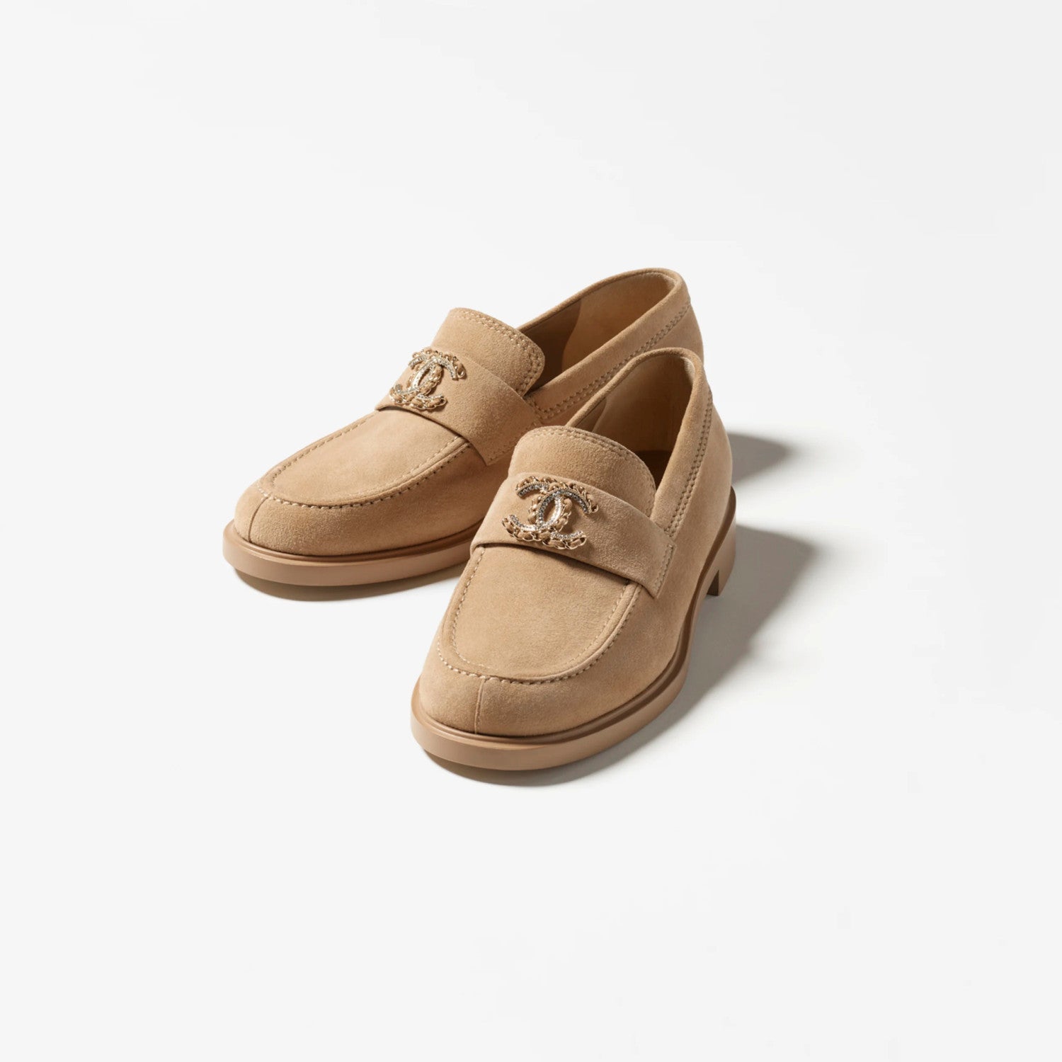 Chanel Women's Fall/Winter Fashion Casual Round Toe Slip On Flat Low Top Retro Stud Buckle Suede Loafers Shoes #78865