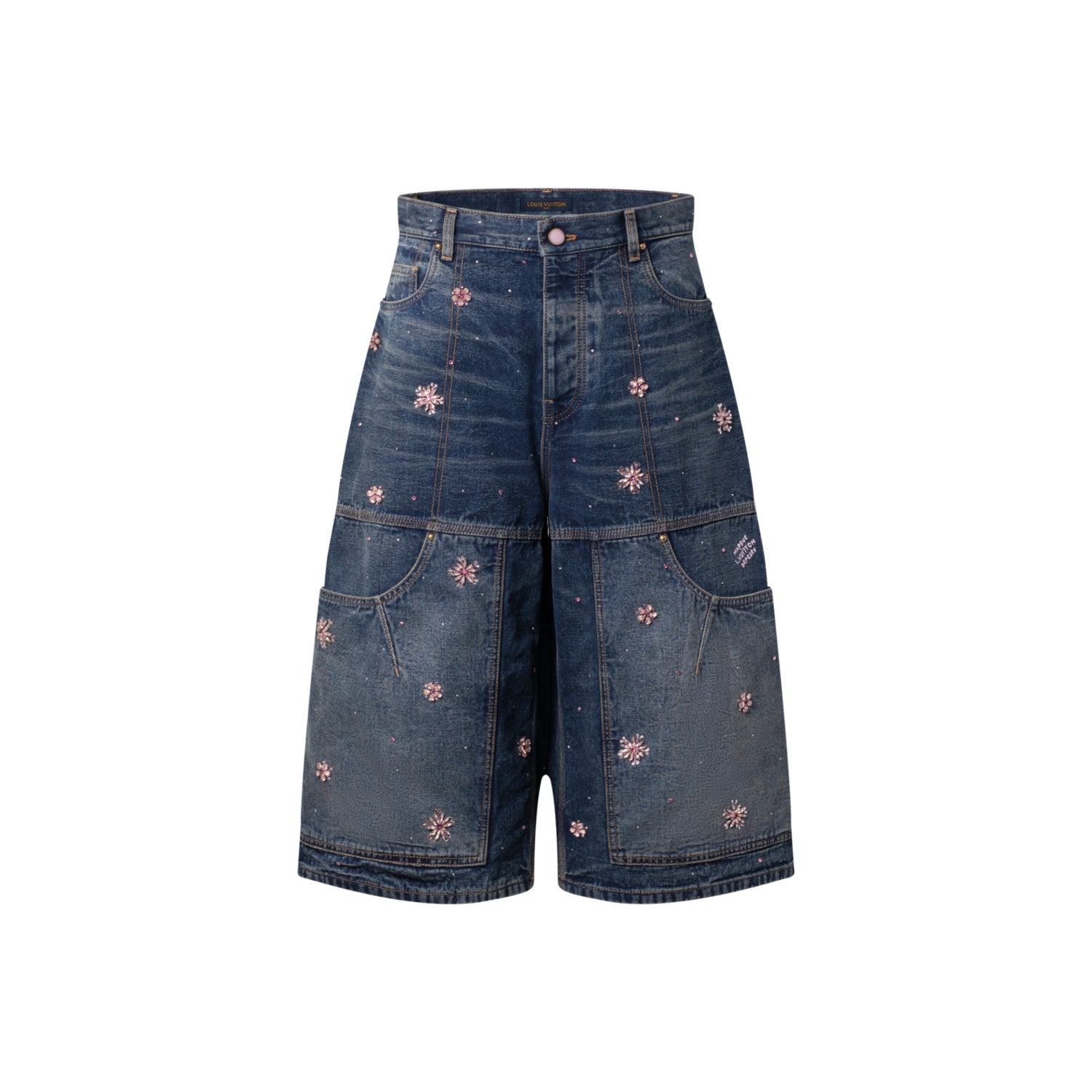 Louis Vuitton Men's and Women's Fashion Casual V Neck Embroidered Kimono Style Long Sleeve Denim Jacket  Embroidered Workwear Denim Shorts Suit Set #78735