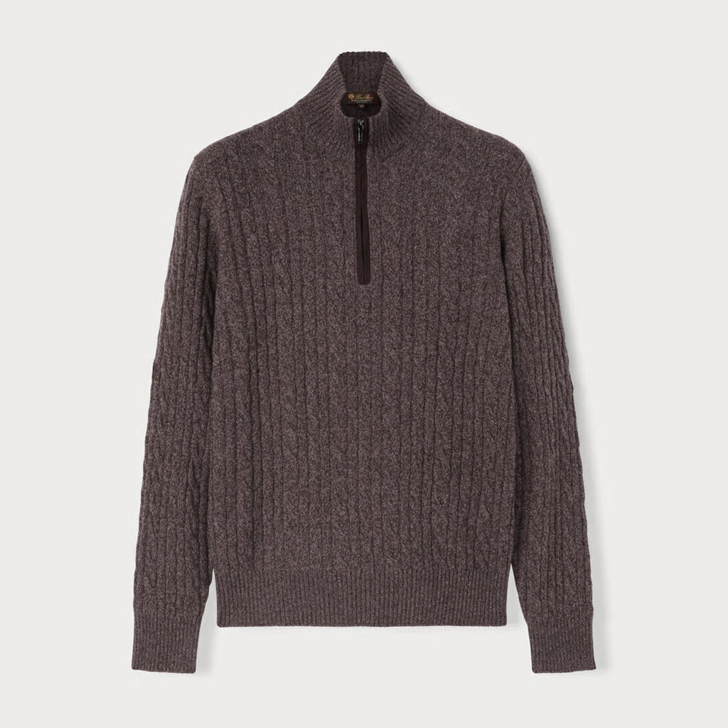 Loro Piana Men's Fall/Winter Half High Neck Zipper Long Sleeve Cashmere Fitted Knit Sweater Ngvp #9738