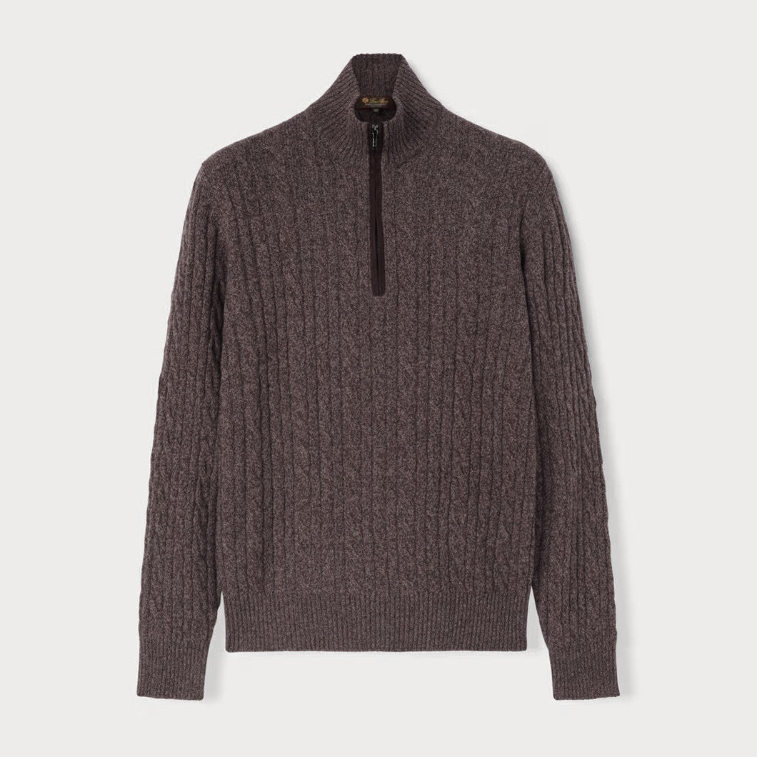 Loro Piana Men's Fall/Winter Half High Neck Zipper Long Sleeve Cashmere Fitted Knit Sweater Ngvp #9738