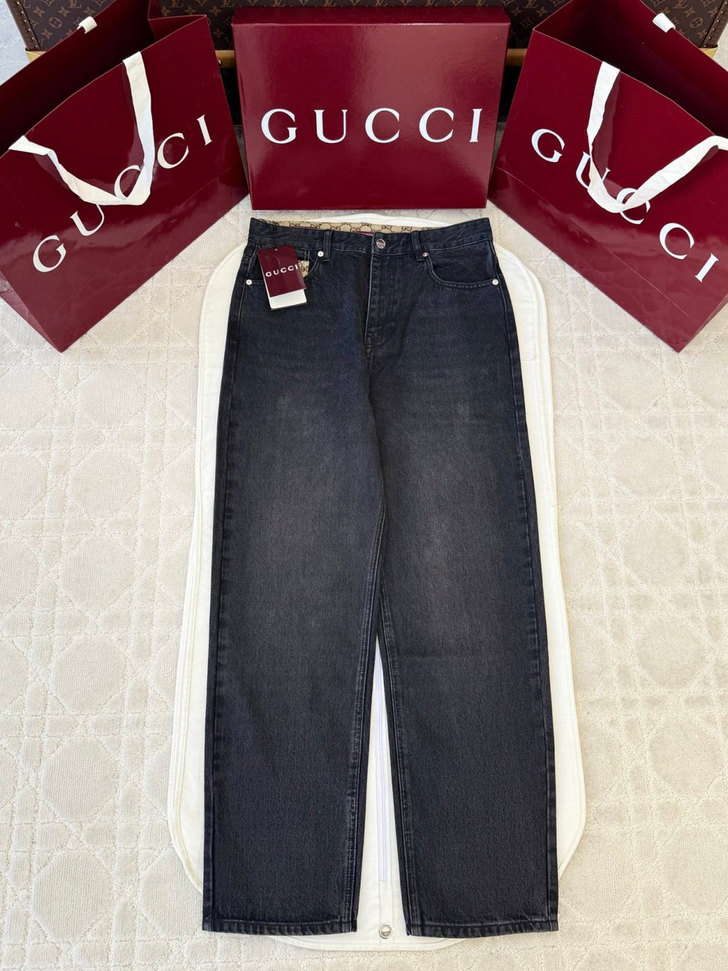 Gucci Washed Cotton Denim Shirt Pants in Black #336977