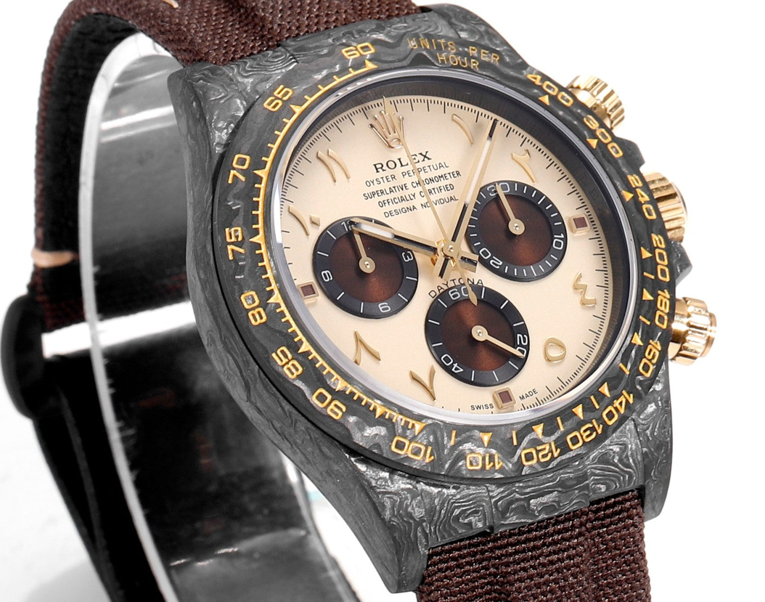 Rolex Men's Cosmo Chrono Daytona Mechanical Watch with Carbon Fiber Patterned Luminous Case #73619