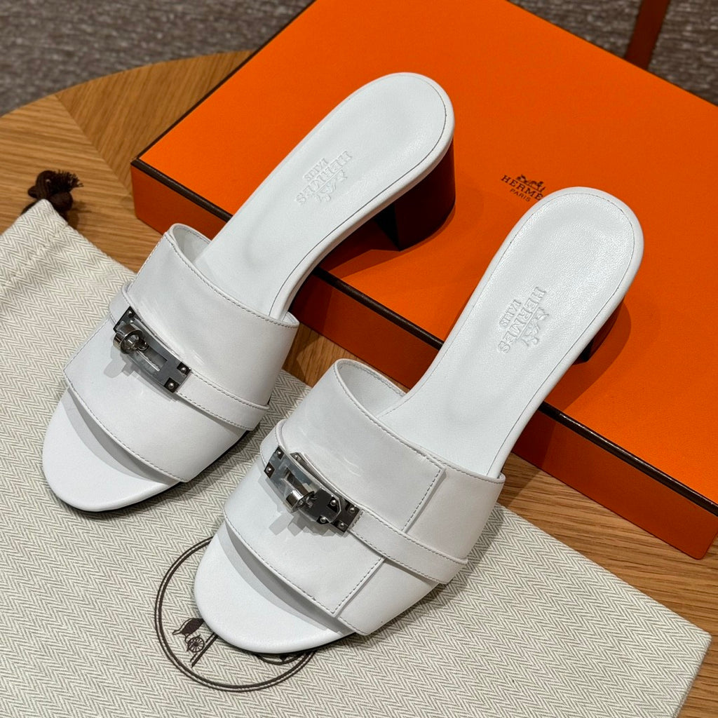 Hermes Women's Summer Fashion Casual Round Toe Chunky Heel Leather Gigi Kelly High Heel Sandals Shoes #78798