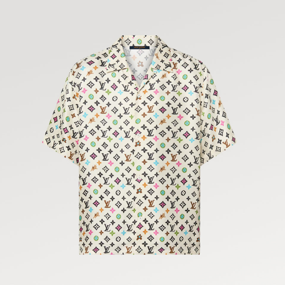 Louis Vuitton x Tyler MONOGRAM Printed Single-Breasted Mulberry Silk Loose Solid Color Summer Short Sleeve Shirt #71978