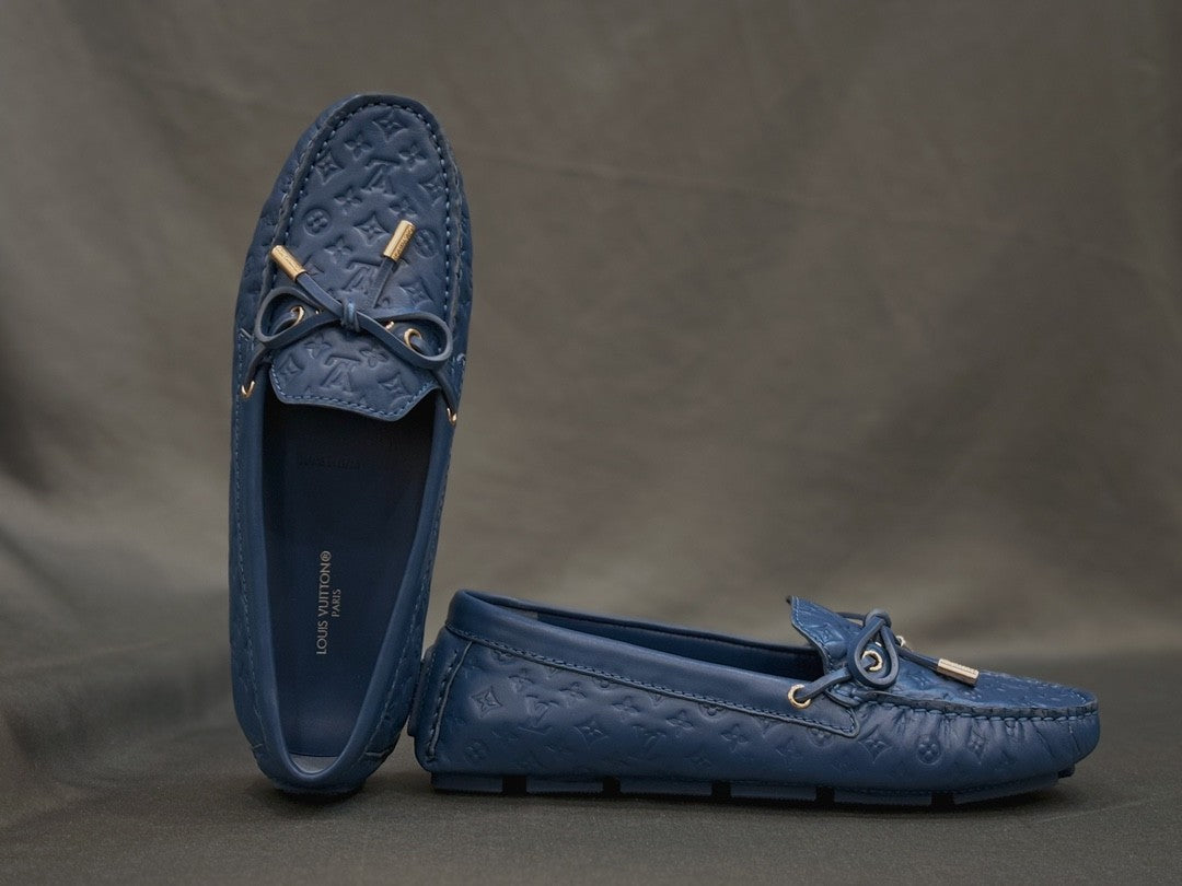 Louis Vuitton Women's Spring/Autumn Fashion Classic Round Toe Slip-On Leather Flat Low Top Loafers Shoes #78437