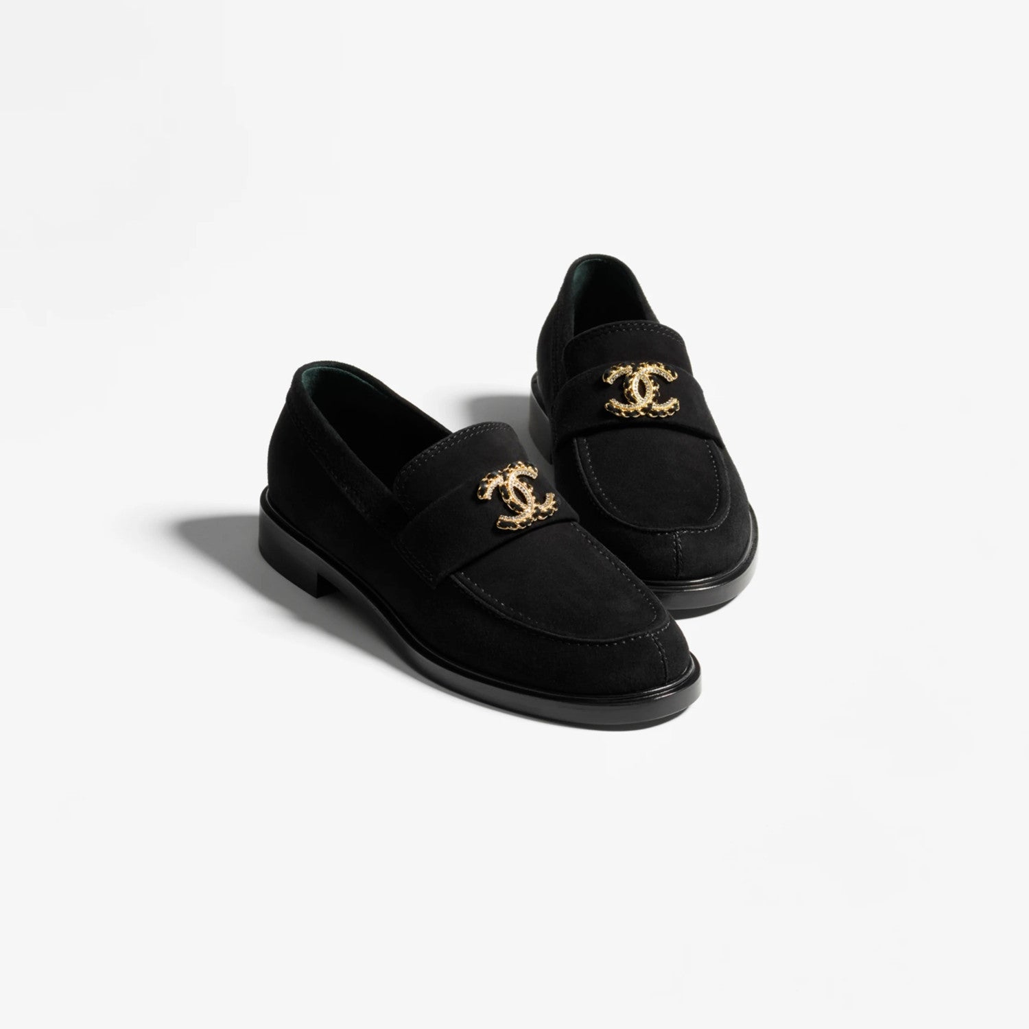 Chanel Women's Fall/Winter Fashion Casual Round Toe Slip On Flat Low Top Retro Stud Buckle Suede Loafers Shoes #78865