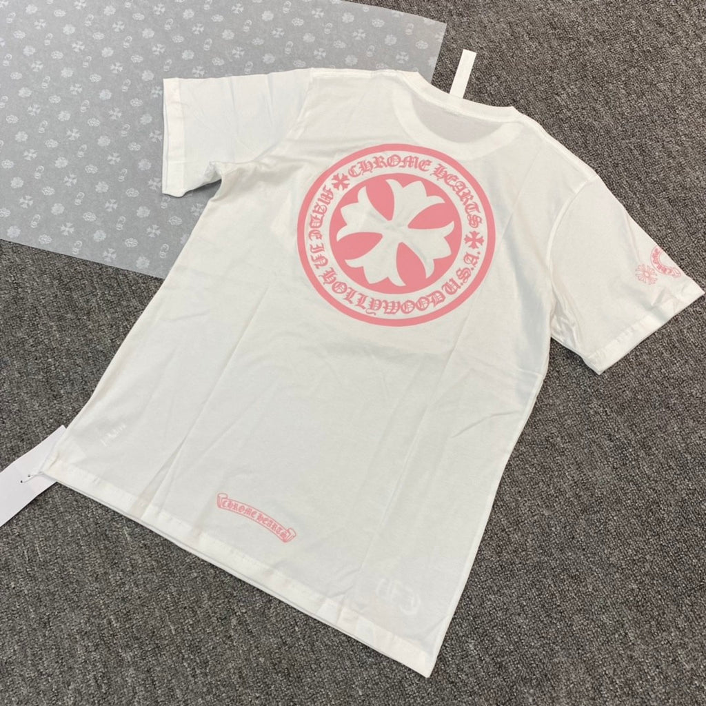 Chrome Hearts Men's and Women's Summer Solid Color Printed Round Neck Cotton Short Sleeve T-Shirt #77935
