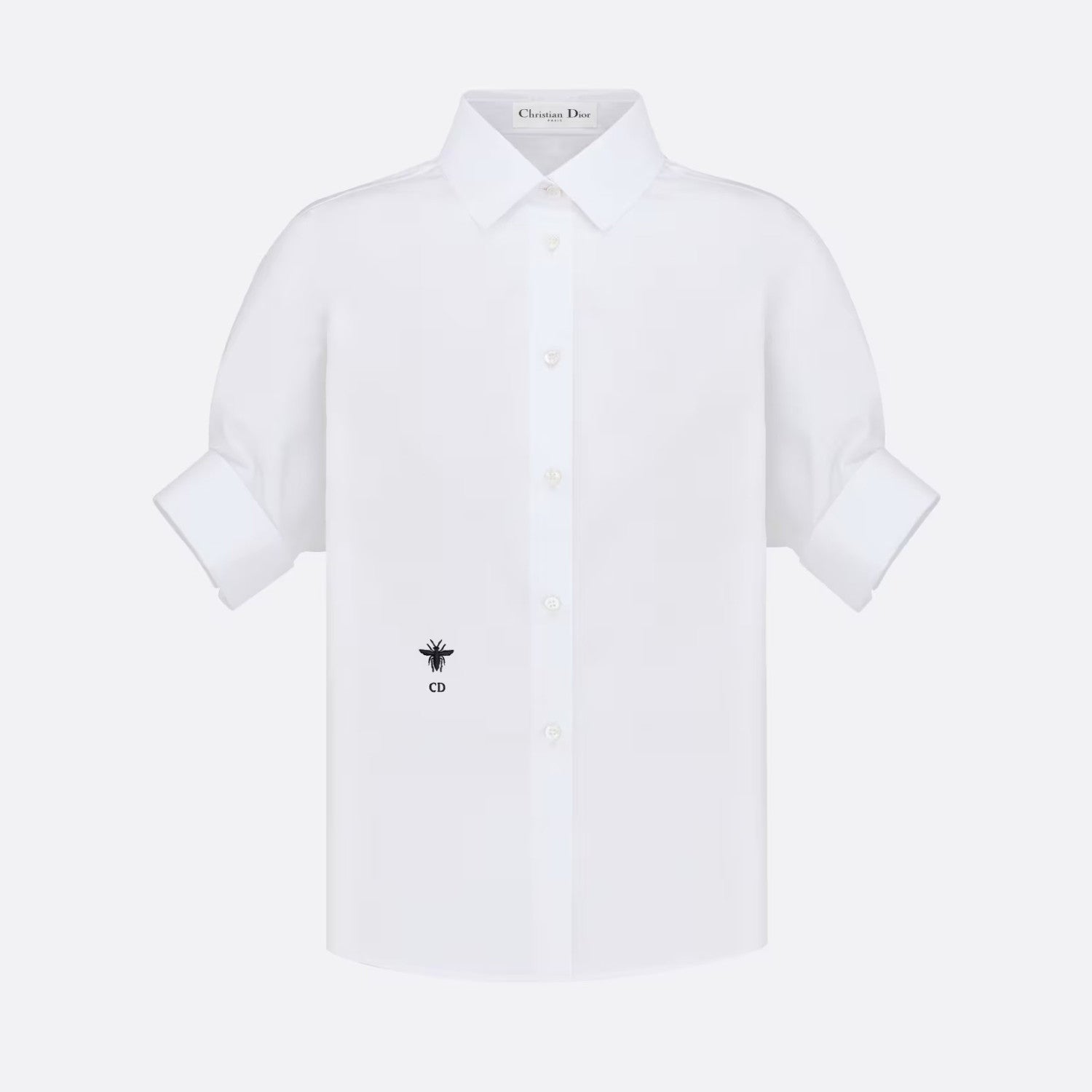 Dior Blouse With Puff Sleeves Women's Embroidered Logo Short Sleeve Shirt #96261