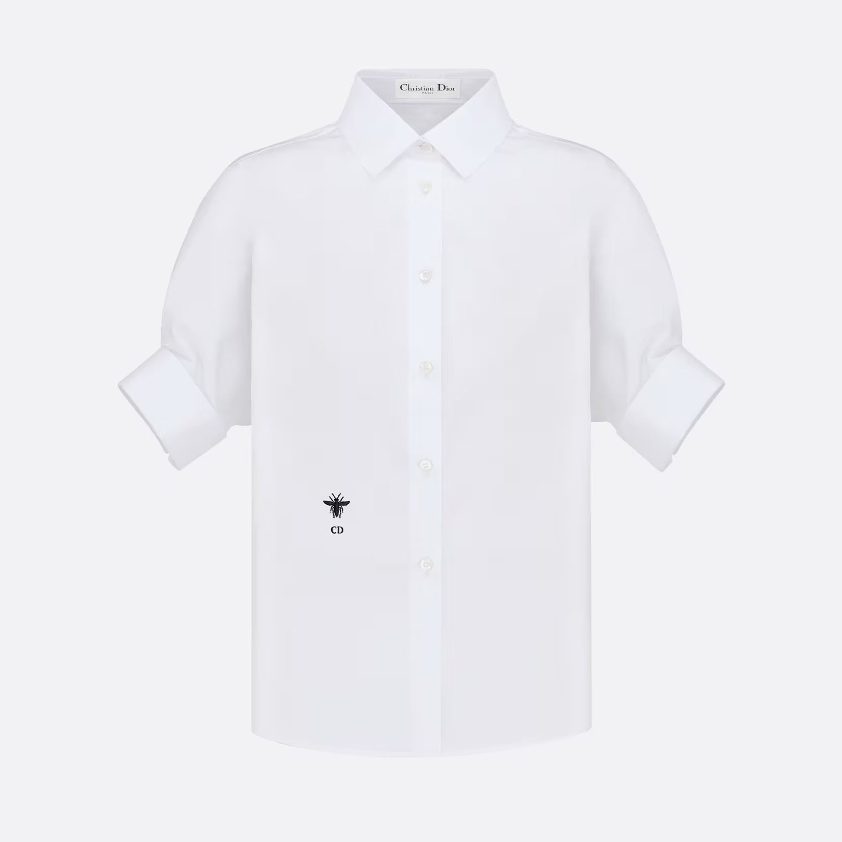 Dior Blouse With Puff Sleeves Women's Embroidered Logo Short Sleeve Shirt #96261