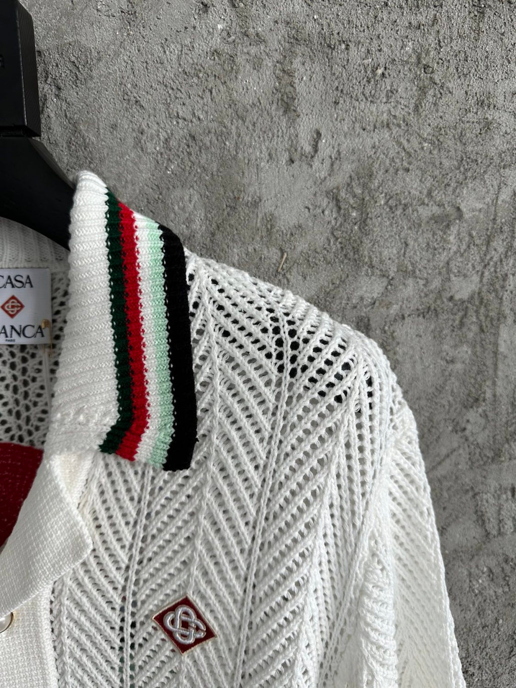 Casablanca Men's Summer Casual Solid Color Cotton Cloud Embroidery Knitted Sweater Shirt Logo Embroidery Striped Short Sleeve Shorts Set #78234