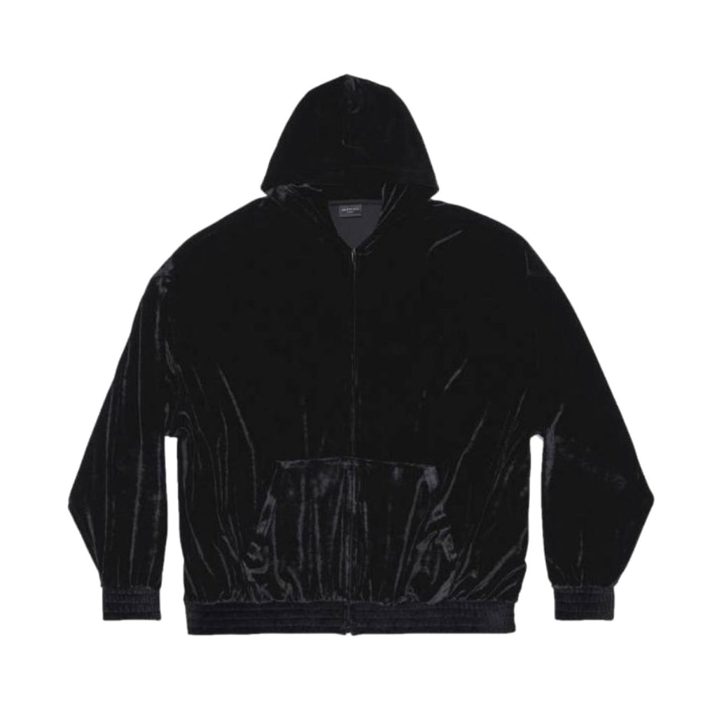 Balenciaga Men's And Women's Spring And Fall Solid Color Velvet Rhinestone Print Zipper Hooded Loose Long Sleeved Sweater Sweatshirt Jacket #75464