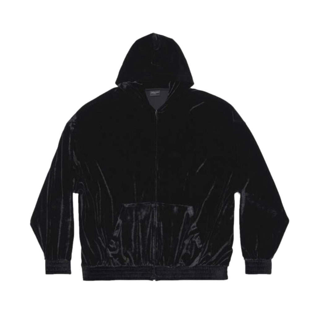 Balenciaga Men's And Women's Spring And Fall Solid Color Velvet Rhinestone Print Zipper Hooded Loose Long Sleeved Sweater Sweatshirt Jacket #75464