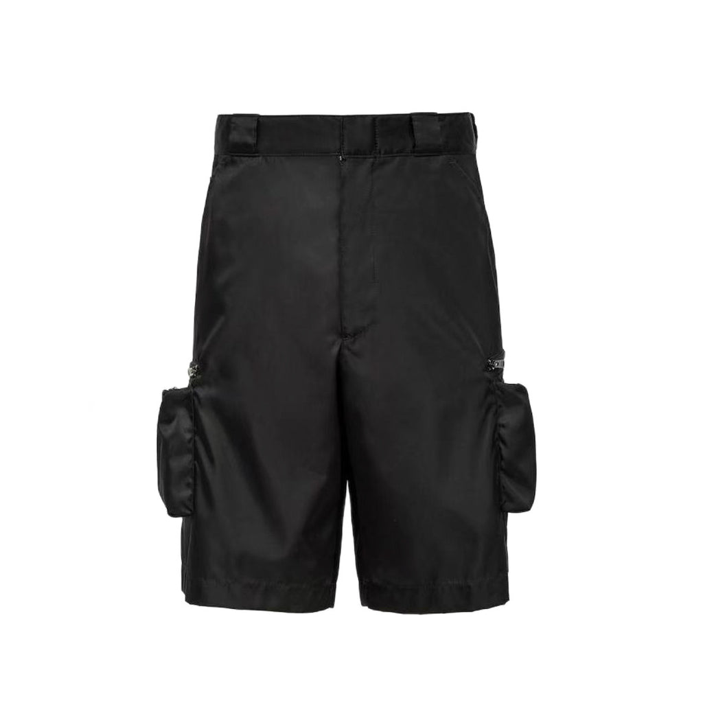 Prada Men's Summer Solid Color Nylon Fabric V-neck Single Button Short Sleeved Shirt And Casual Nylon Shorts Set Suit #77911