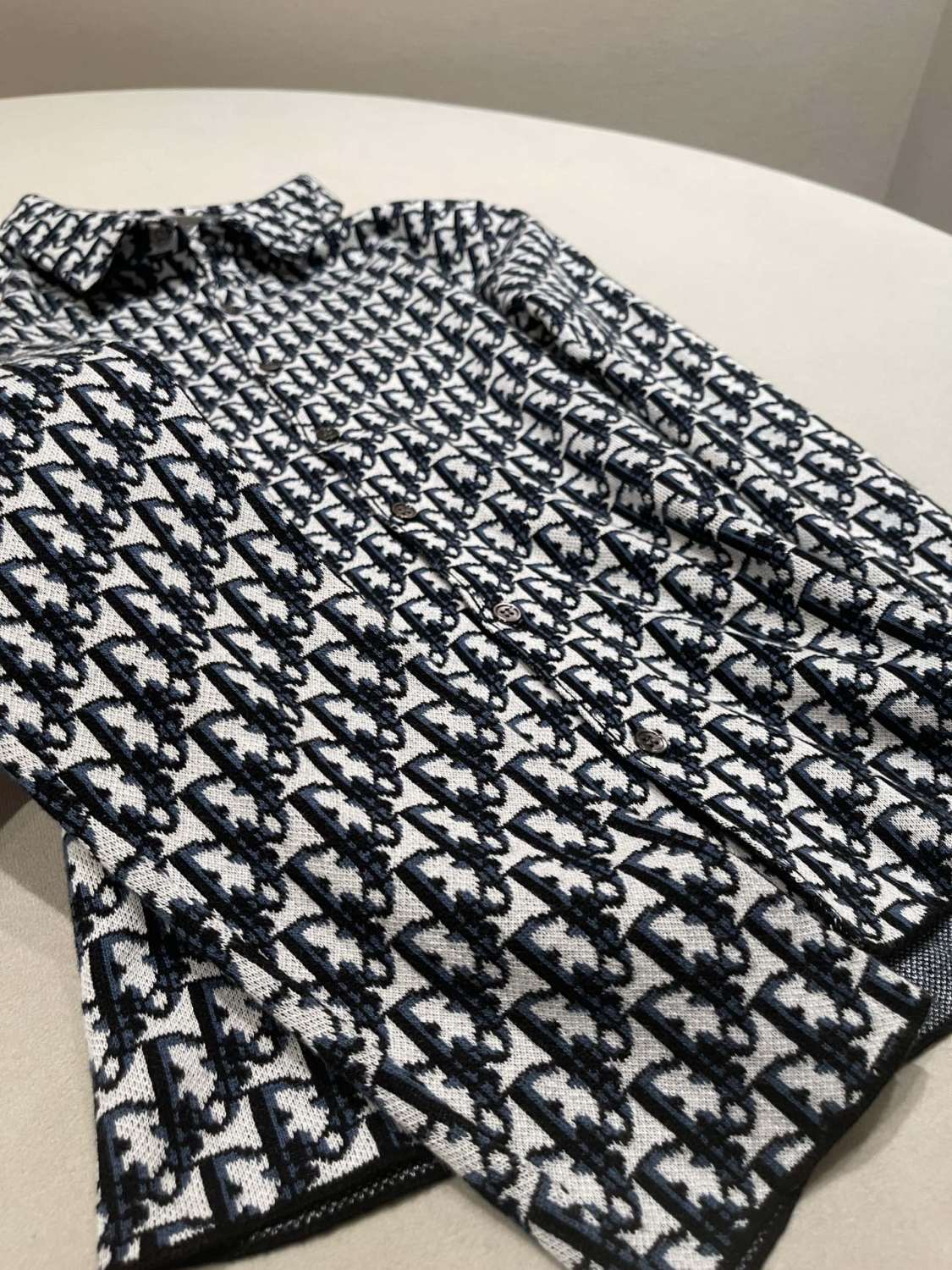 Dior Men's Spring/Autumn Solid Color Letter Print Single Button Long Sleeve Shirt #77922