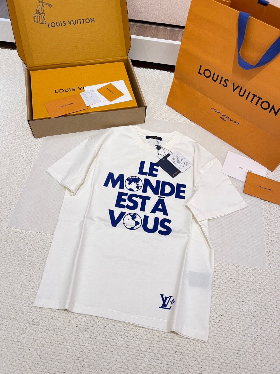 Louis Vuitton Men's Spring/Summer Graphic Cotton Letter Print Casual Fit Short Sleeve T-Shirt #71828