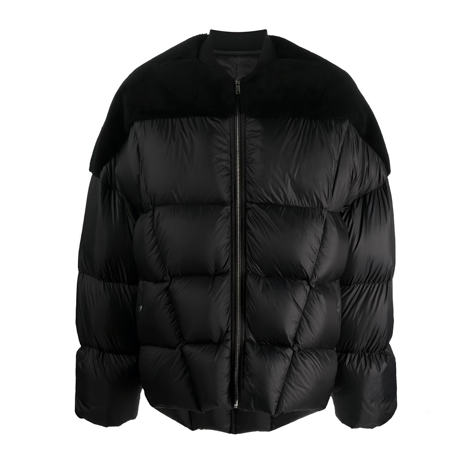 Rick Owens Men's Fall And Winter Black Porterville Flight Feather Jacket Short Jacket Men's Aviator Jacket Fashion Splicing Warm Jacket Ngvp #2496