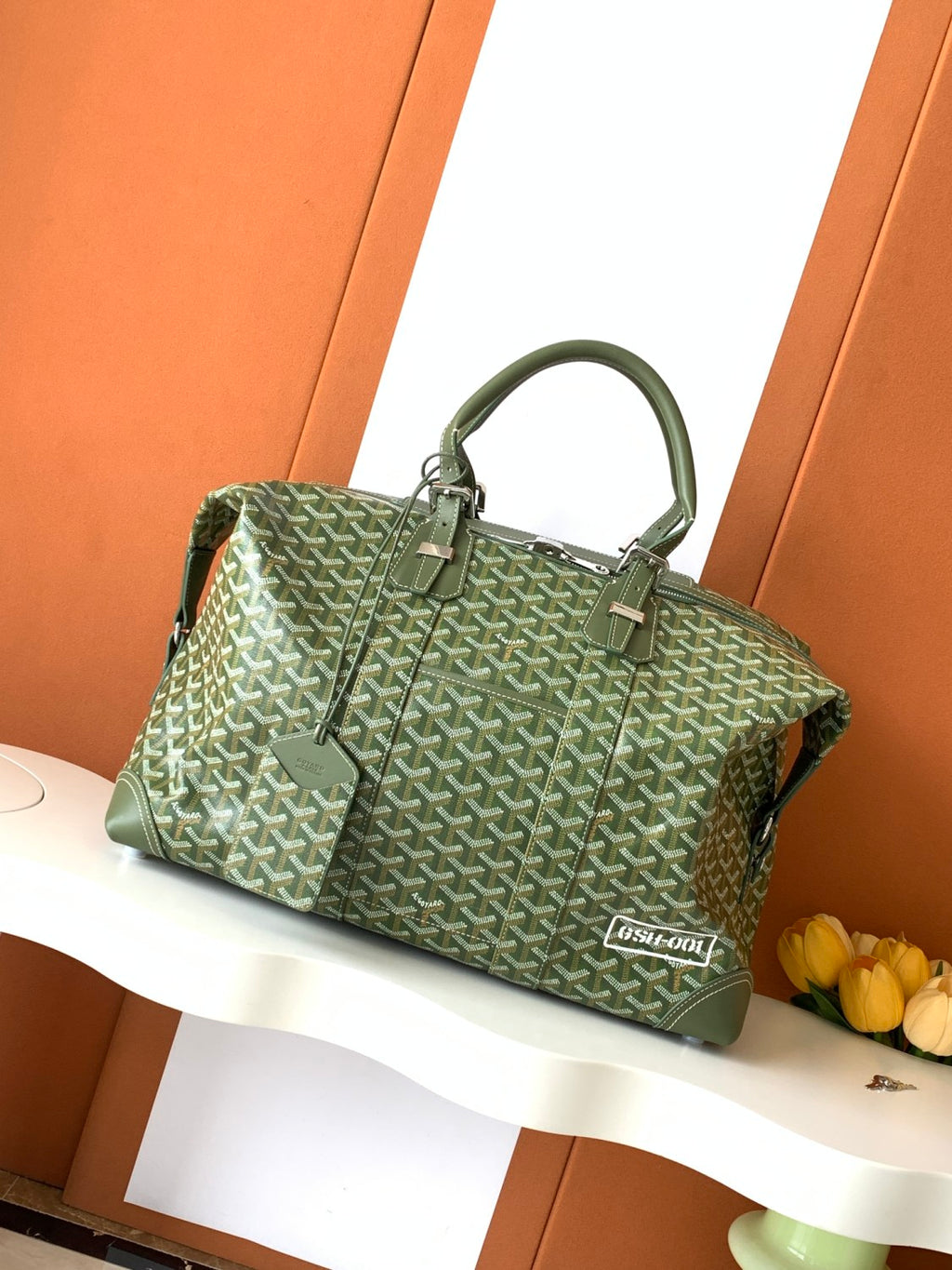 GOYARD Boston Men's And Women's Old Flower Full Print Canvas Collocation Cowhide Shoulder Cross Handbag Travel Bag Bags #76641