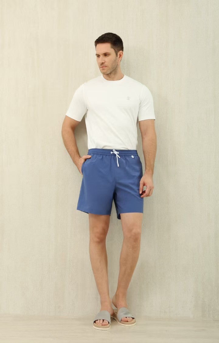 Loro Piana Men's Summer Letter Solid Color Mid Waist Tie Straight Bay Swim Shorts Ngvp #9959