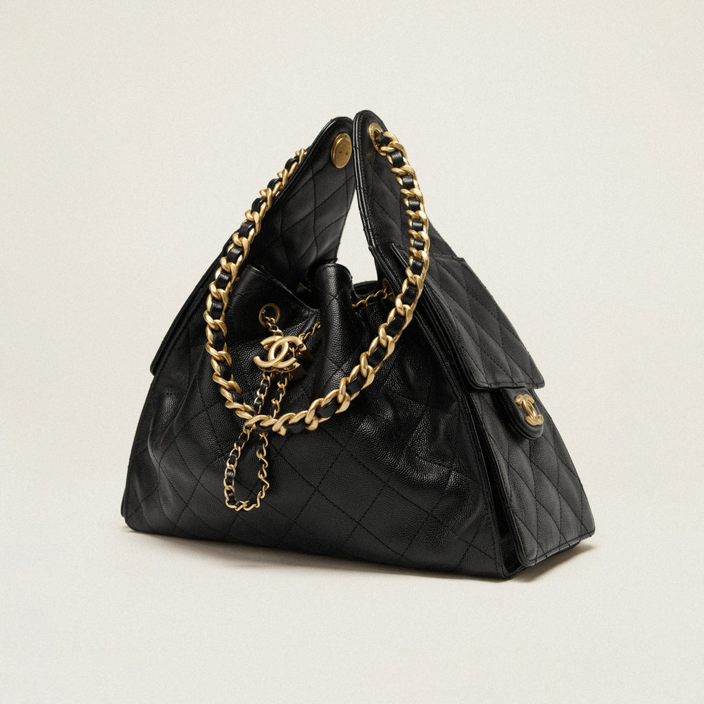 Chanel Women's Fashion Classic Solid Color Leather Logo Drawstring Underarm Bag Chain Handbag Tote Shoulder Bag Bags AS5293-B20304-U2367 Metallic-colored Leather Tends To Fade Easily #78855