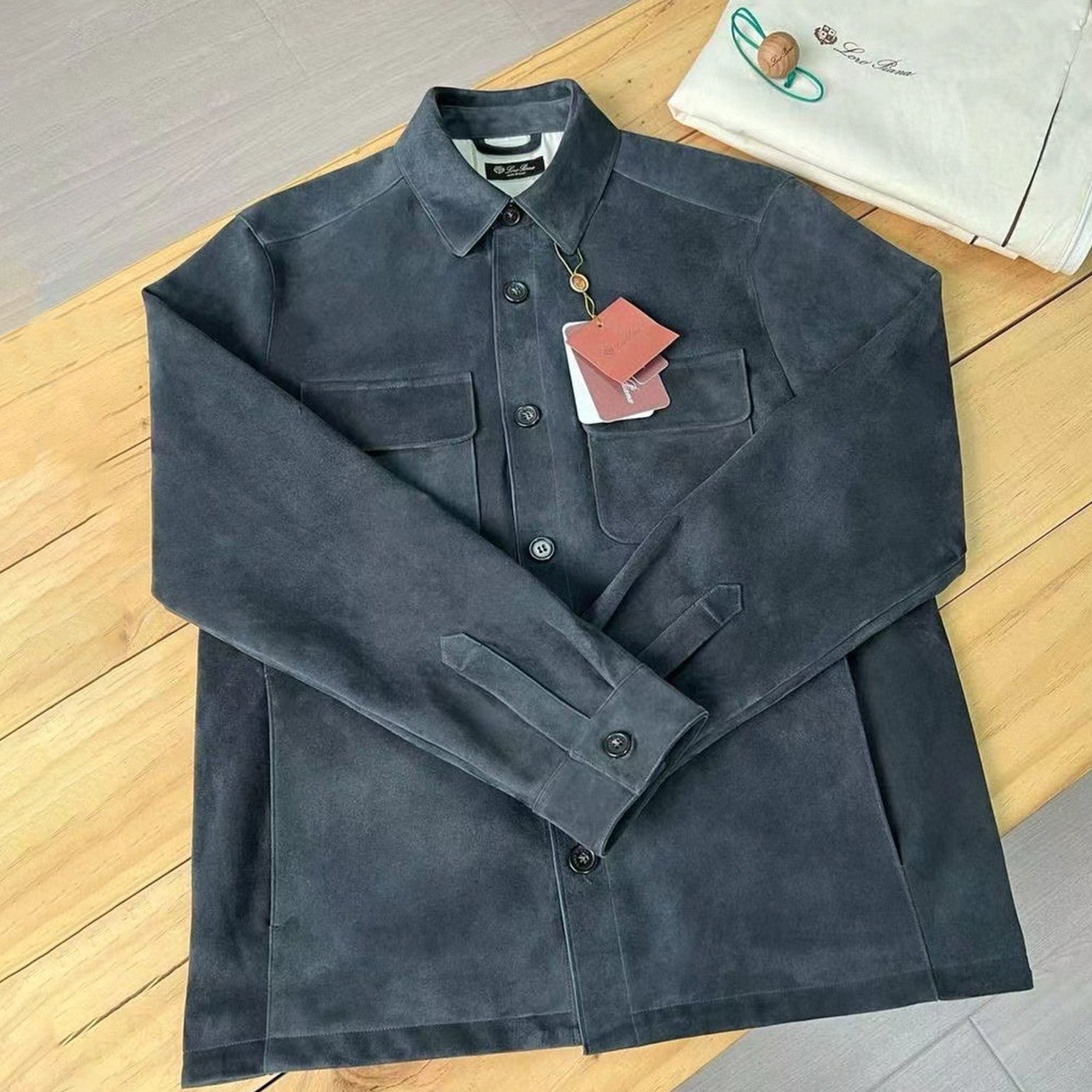 Loro Piana Men's Spring And Fall Fashion Lapel Suede Single-breasted Casual Temperament British Work Wind Jacket Ngvp #7928