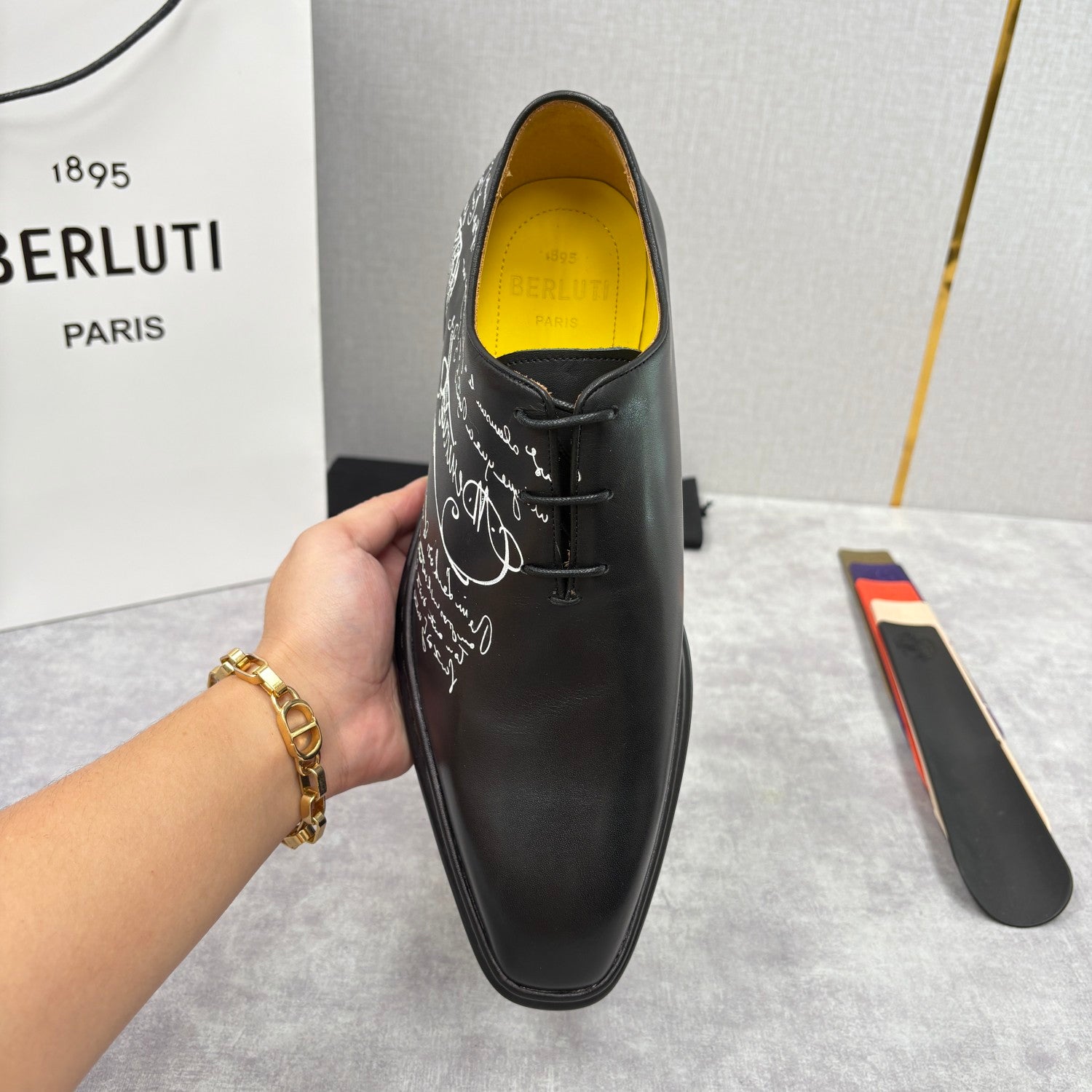 Berluti Men's Spring/Fall Classic Elegant Leather-Sourced Elastic Formal Midsole Dress Shoes #78574