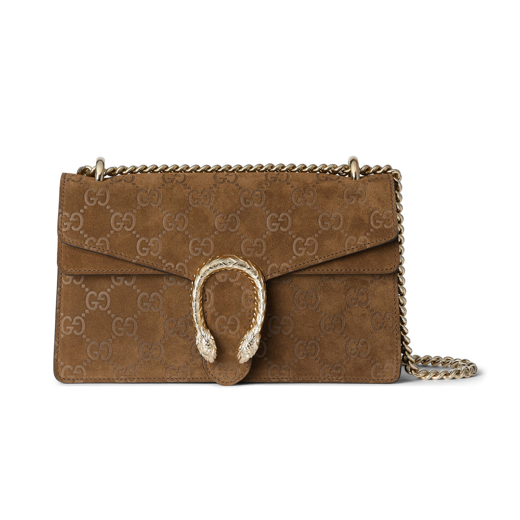 Gucci Women's Solid Color Sliding Chain Tiger Head Lock Clasp Suede Crossbody Shoulder Bag Bags #75131