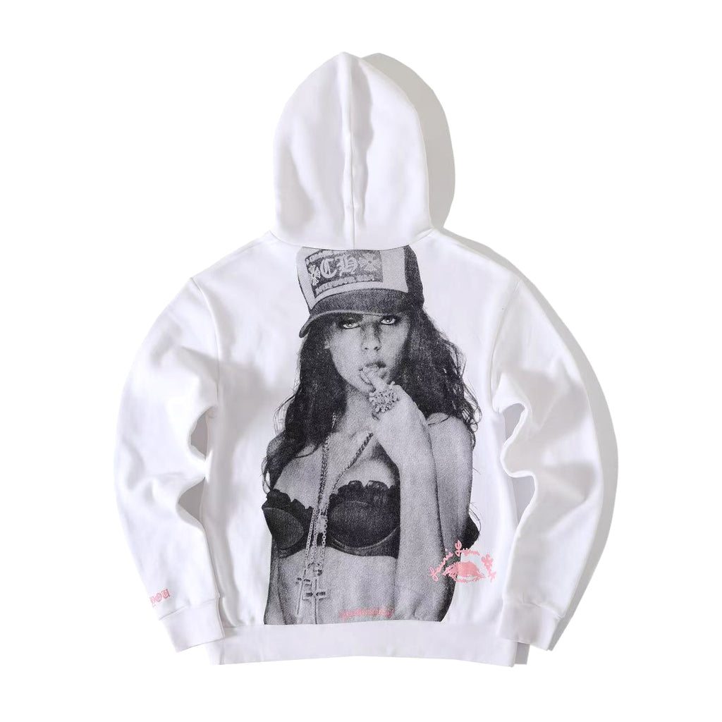 Chrome Hearts Men's Spring and Autumn Beauty Pattern Printed Solid Color Hooded Long Sleeve Sweatshirt #75869