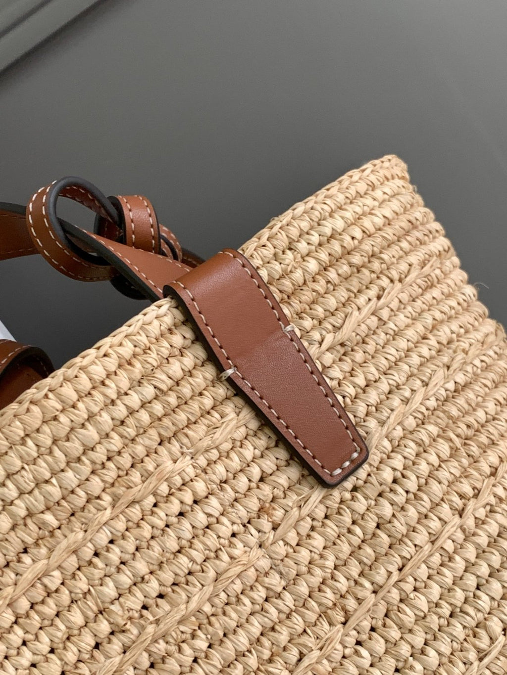 Celine Women's Teen Supple Classic Panier In Raffia Logo Calfskin Pure Color Casual Shoulder Handbag Tote Bag Bags 115802FF7.04LU #81278