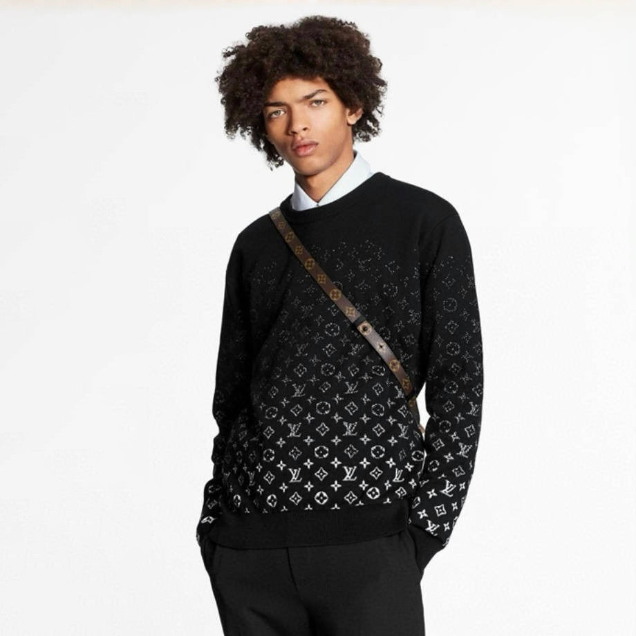 Louis Vuitton Men's Spring/Fall Fashion Casual Classic Vintage Floral Gradient Round Neck Knit Sweater #78733