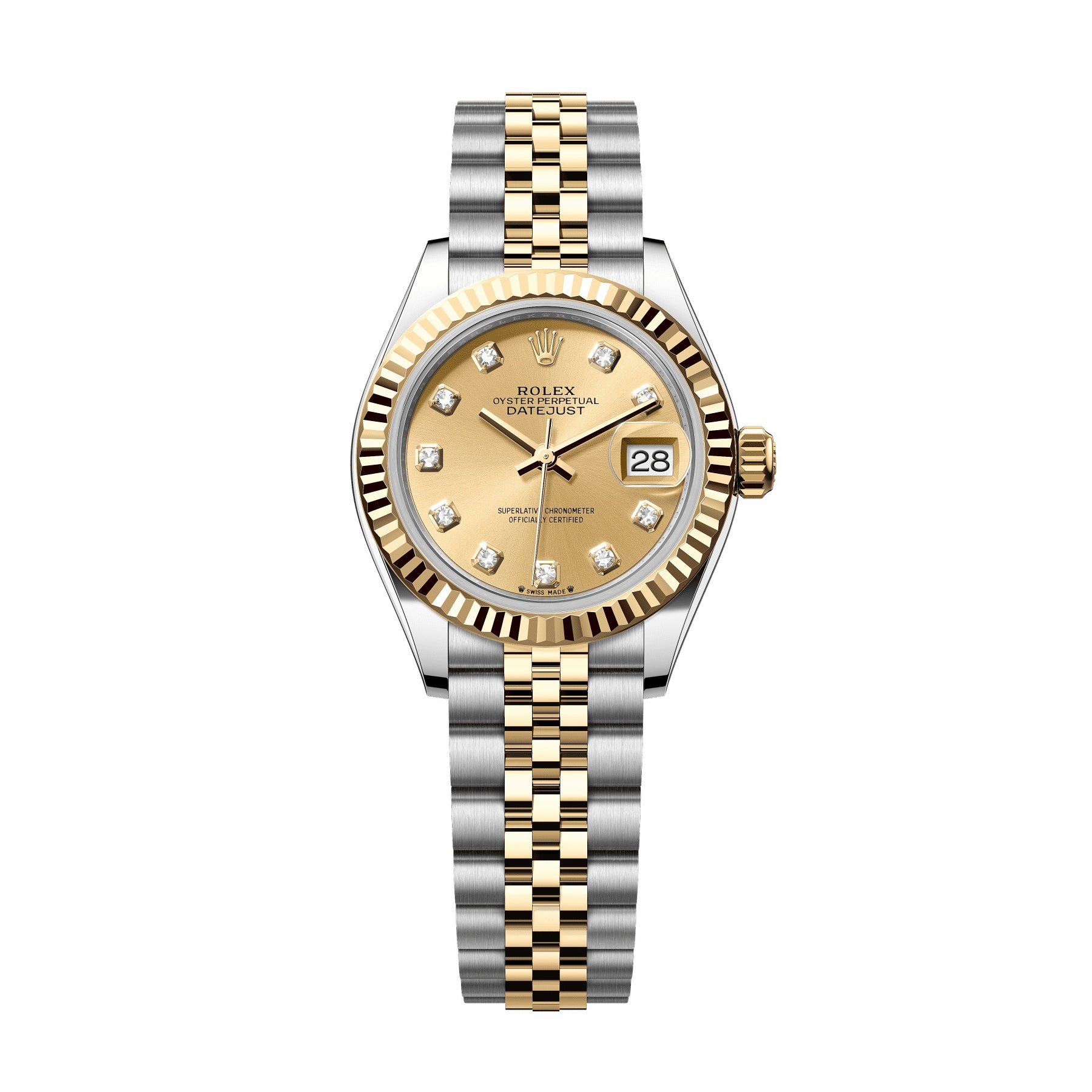 Rolex Women's Log-type Series Automatic Mechanical Movement Water-resistant Diamond-encrusted Green Dial Stainless Steel Bracelet 31mm Watch #77786