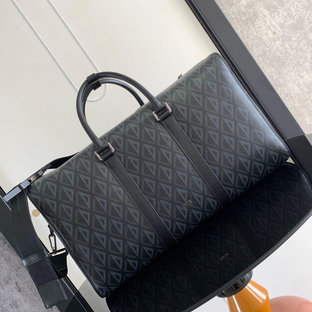 DIOR LINGOT 50 Men's and Women's Adjustable Shoulder Strap Letter Printed Leather Canvas Tote Travel Bag Bags #76472