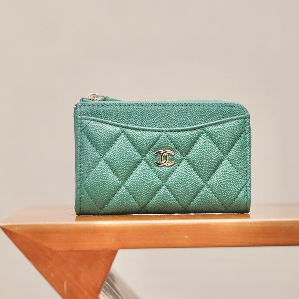 Chanel Women's Solid Color Card Case Zipper Closure Leather Wallet Coin Purse Bags Bag #71929
