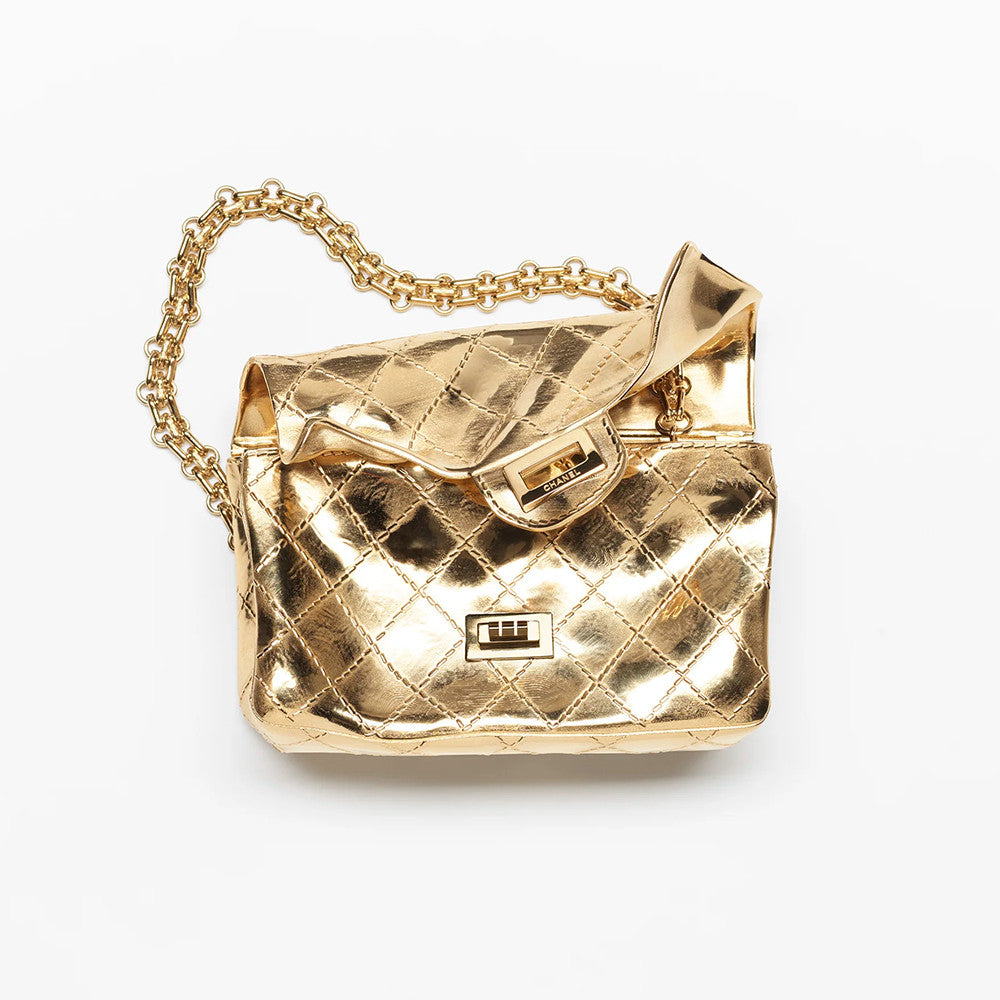 Chanel 26s Spring/summer Women's 2.55 Leather With Intentional Creases And Rounded Edges Planet Bag Metallic-colored Leather Tends To Fade Easily Lady Bags AS6277 #197298