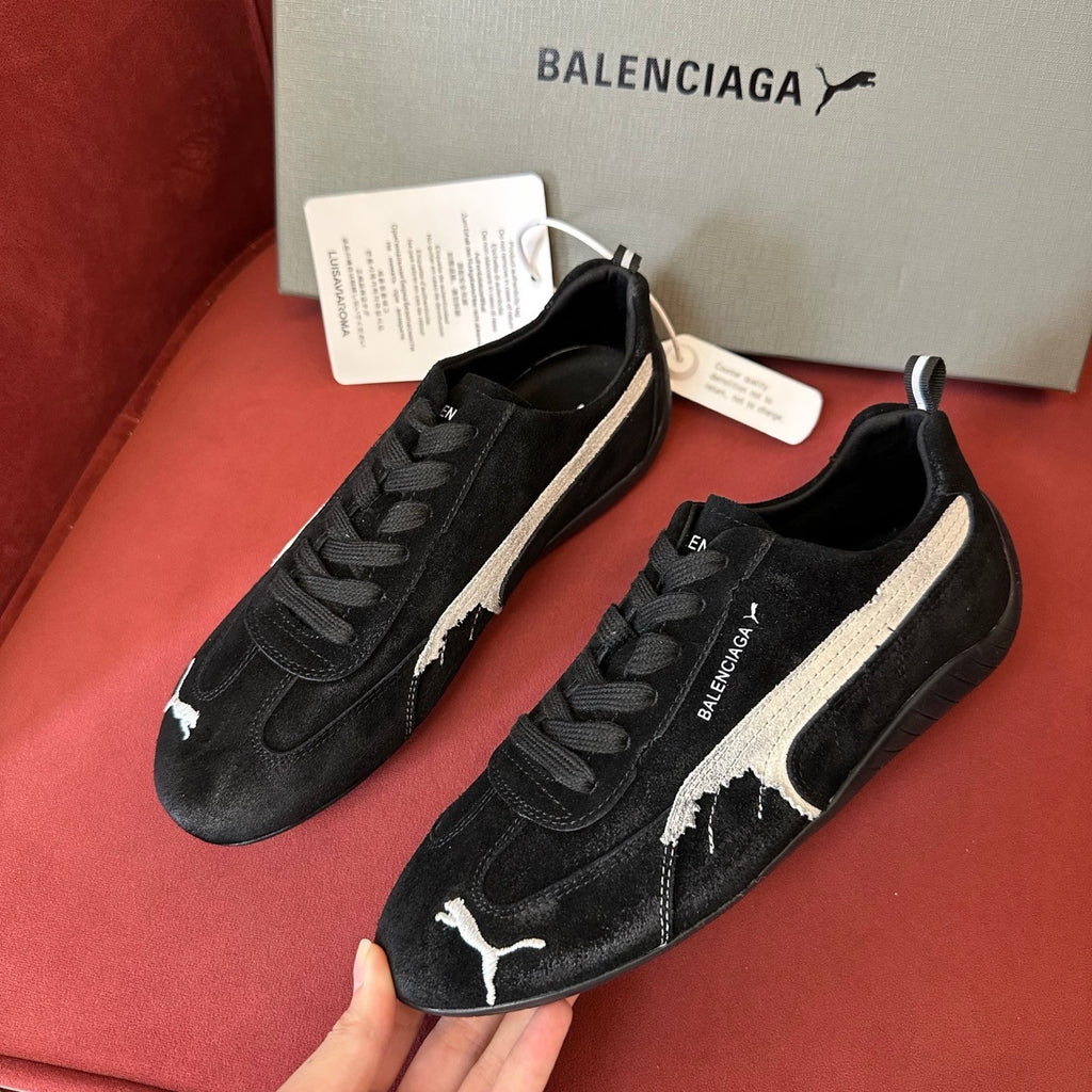 Balenciaga X Puma Women's Solid Suede Leather Low Top Lace Up Flat Sneakers Shoes #76734