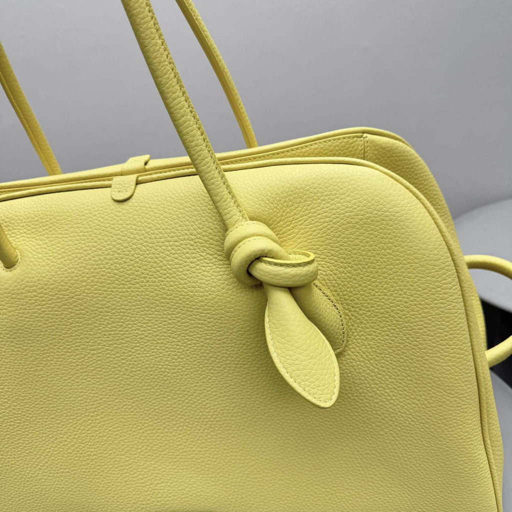Jacquemus Le Turismo Women's Solid Bow Detail Zipper Closure Grained Leather Bowling Bag Tote Bags #75167