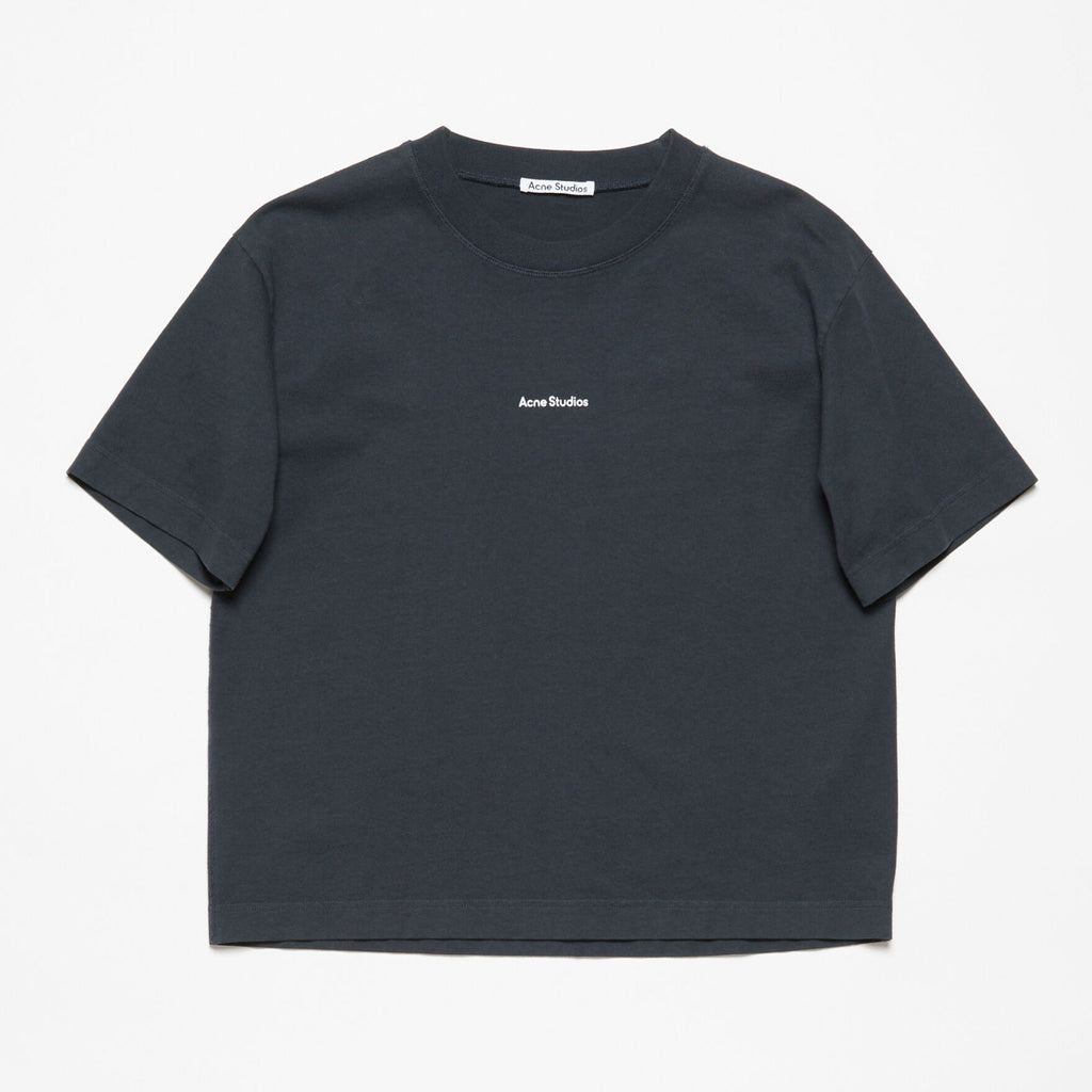 Acne Studios Men's Summer Solid Color Round Neck Pullover Loose Plain Knit Drop Shoulder Letter Short Sleeve T-Shirt #98369