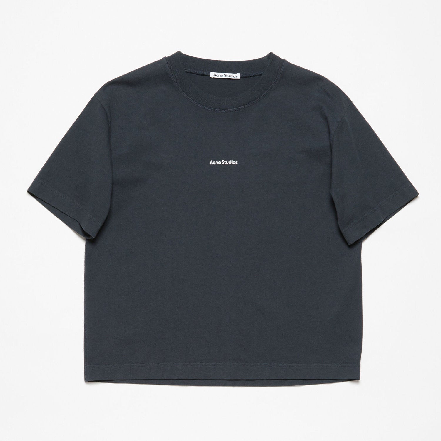 Acne Studios Men's Summer Solid Color Round Neck Pullover Loose Plain Knit Drop Shoulder Letter Short Sleeve T-Shirt #98369