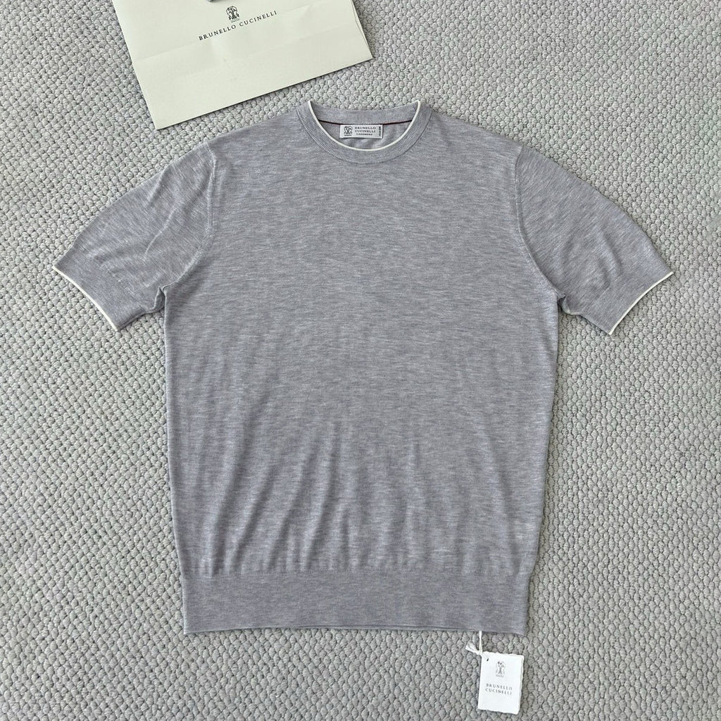 Brunello Cucinelli Men's Summer Solid Color Round Neck Cotton Short Sleeve T-Shirt #76658
