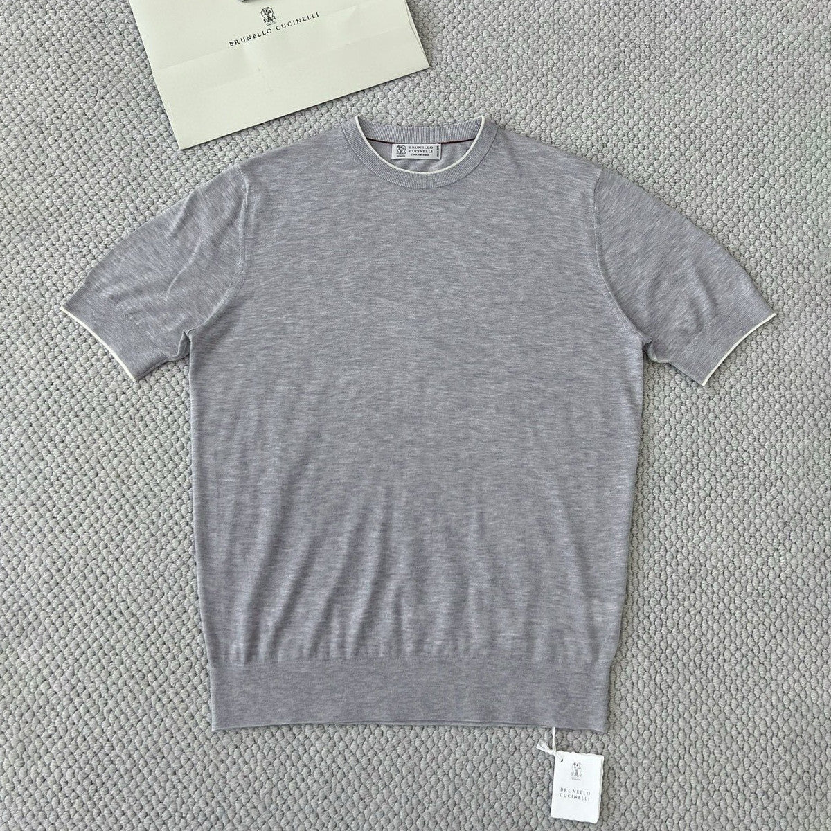 Brunello Cucinelli Men's Summer Solid Color Round Neck Cotton Short Sleeve T-Shirt #76658