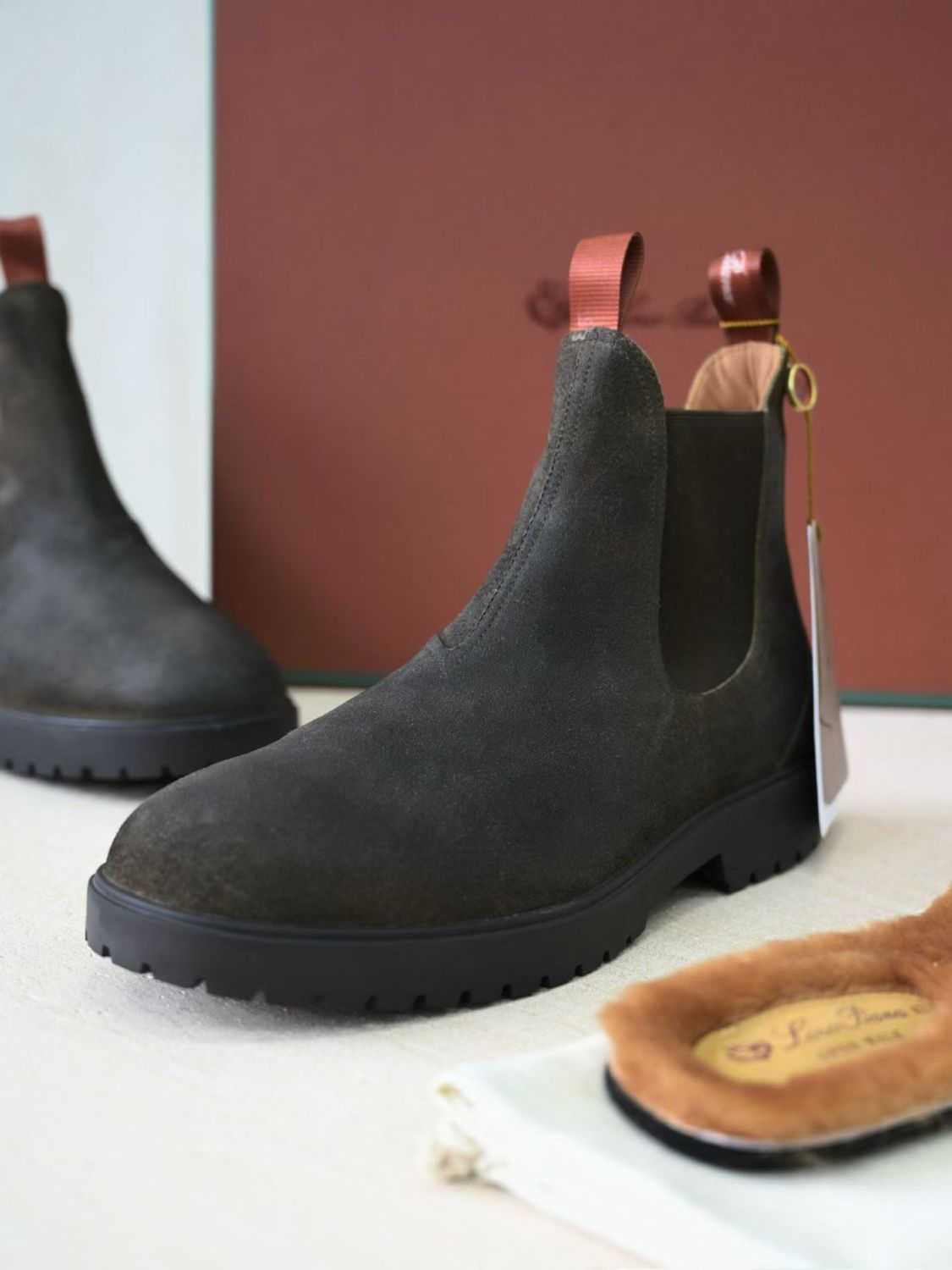 Loro Piana Men's Dover Walk Men's Chelsea Boots Winter shoes Low Cut Round Toe Martin Boot #332379