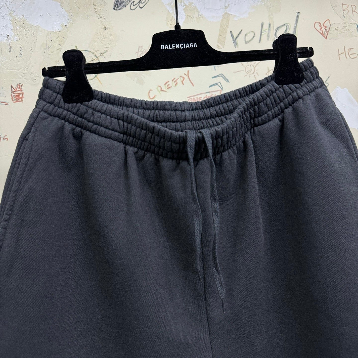 Balenciaga Men's Summer Solid Color Stretch Waist Tie Athletic Casual Shorts #75749