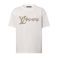 Louis Vuitton Men's Summer Embroidery Beaded Letter Logo White Round Neck Short Sleeve T-Shirt #99737