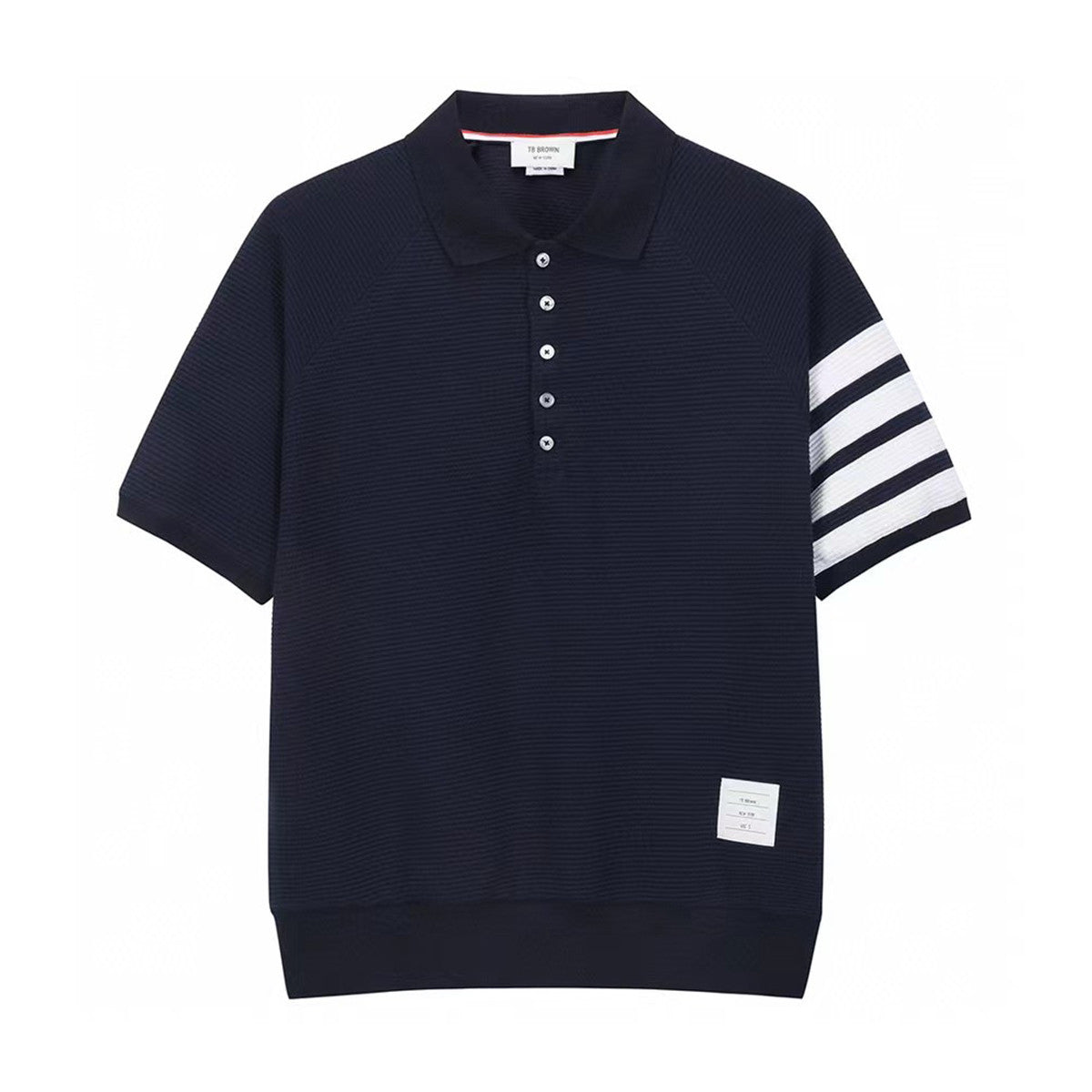 Thom Browne Men's Summer Lapel Straight Polo Short Sleeve Shirt Solid Color Casual Striped Elastic Waist Tie Sports Shorts Ngvp #1942