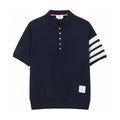 Thom Browne Men's Summer Lapel Straight Polo Short Sleeve Shirt Solid Color Casual Striped Elastic Waist Tie Sports Shorts Ngvp #1942