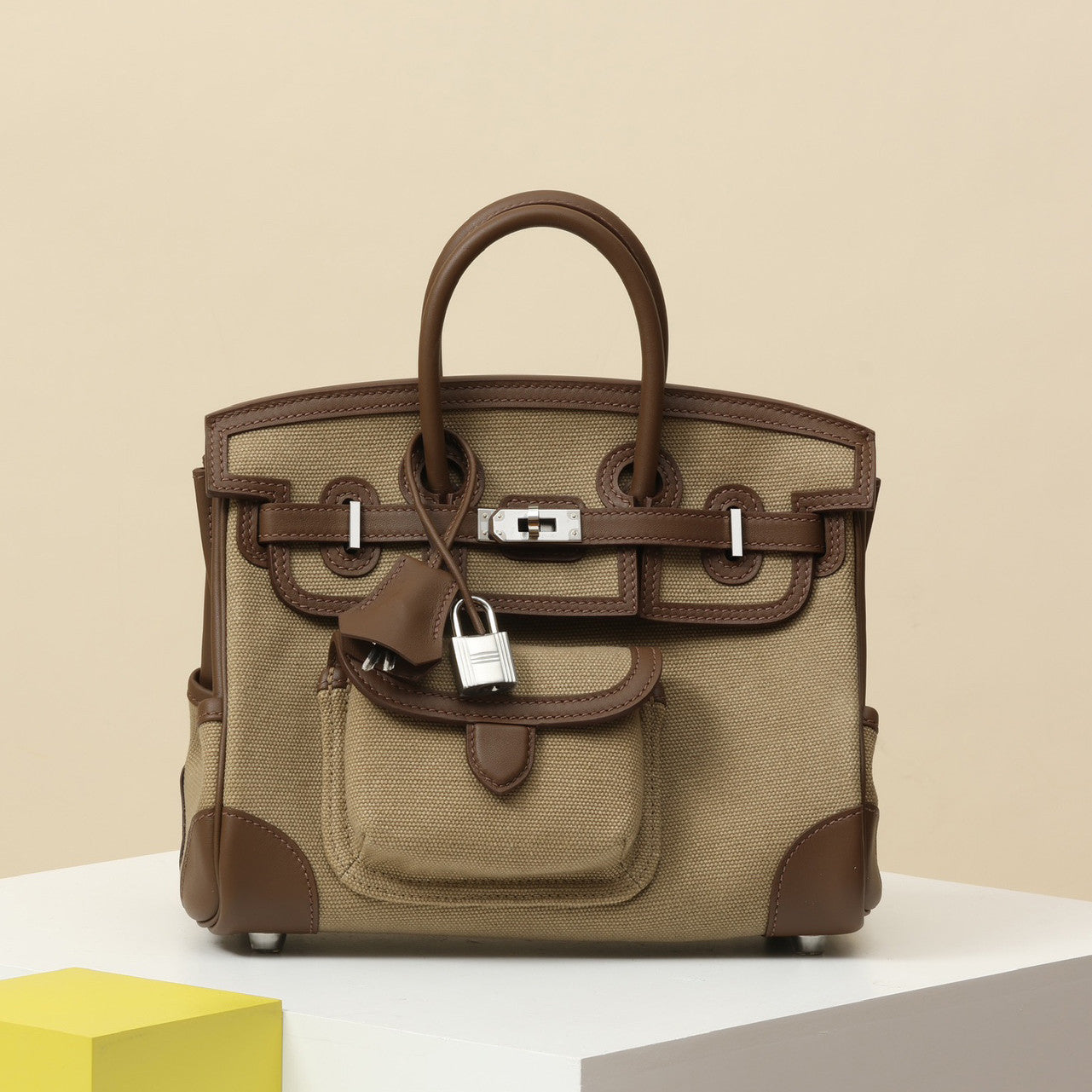Hermes BK Women's Colorblocked Cowhide Handbag Metal Clasp Kelly Bag Bags Handbag Accessories Handcrafted Leather Bag From The Original Factory's Premium Custom Collection #76155